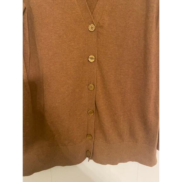Tommy Hilfiger Camel Brown Cotton Button-Up Cardigan Sweater Women’s Size Large - Picture 4 of 9
